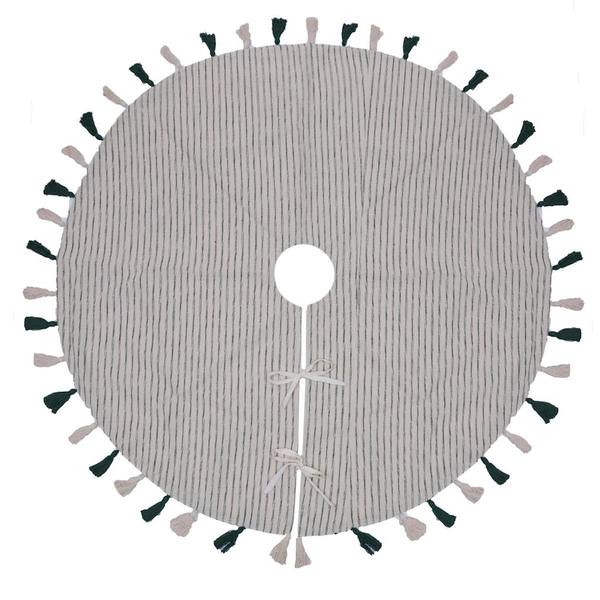 48" Green Stripe Cotton Tree Skirt