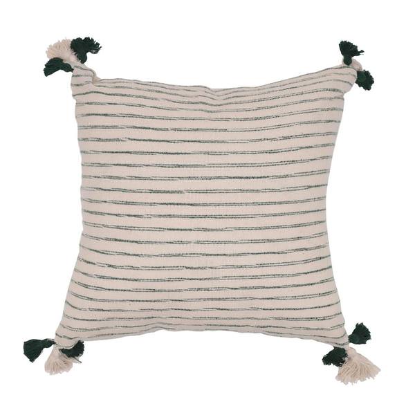 16" x 16" Green Stripe Cotton Pillow