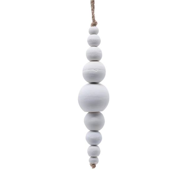 7" White Wooden Bead Ornament (2 Pack)