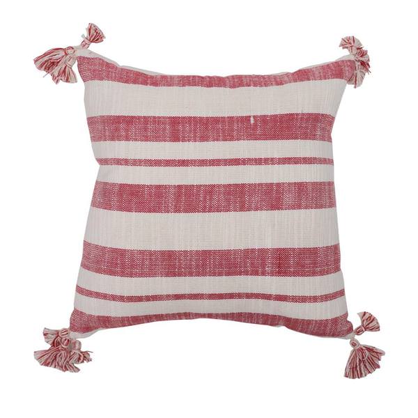 16" x 16" Red Stripe Cotton Pillow