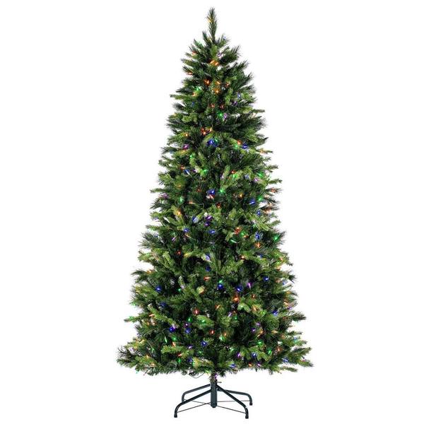 7.5' x 45" Artificial Southern Mixed Spruce 2162 Tips 600 Multi-Colored LED Lights