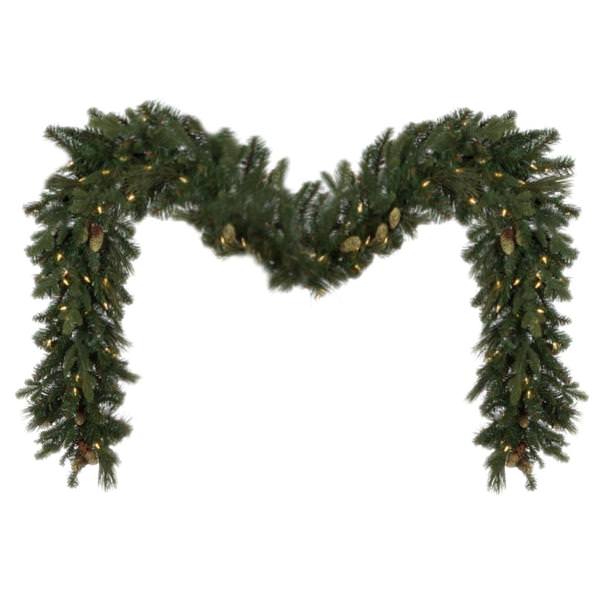 9' X 14" Artificial Emerald Fir Pine 100 Warm White Lights