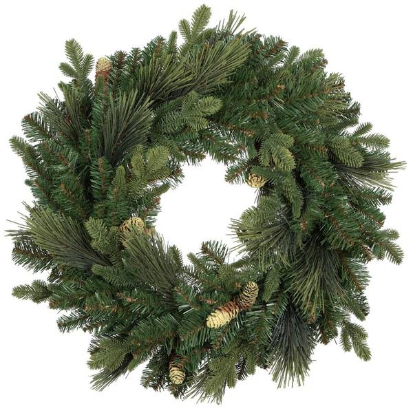 24" Artificial Emerald Mixed Fern Cedar Wreath 150 Tips