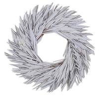Vickerman 17" White Washed Canna Leaf Wreath