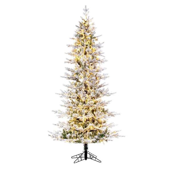 7.5' x 45" Artificial Flocked Slim Kiana Pine 1400 Color Changing LED Lights