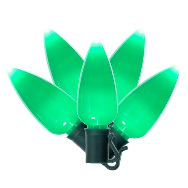 25 Light 25' Green Wire Green LED C9 String with 12" Spacing