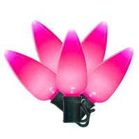 Vickerman 25 Light 25' Green Wire Pink LED C9 String with 8" Spacing