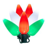Vickerman 25 Light 25' Green Wire Red / White / Green LED C9 String with 8" Spacing