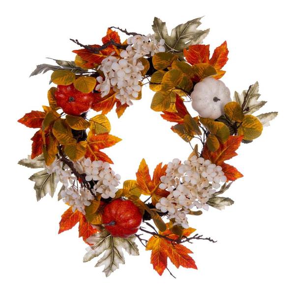 22" Artificial Fall/Pumpkin Hydrangea Wreath