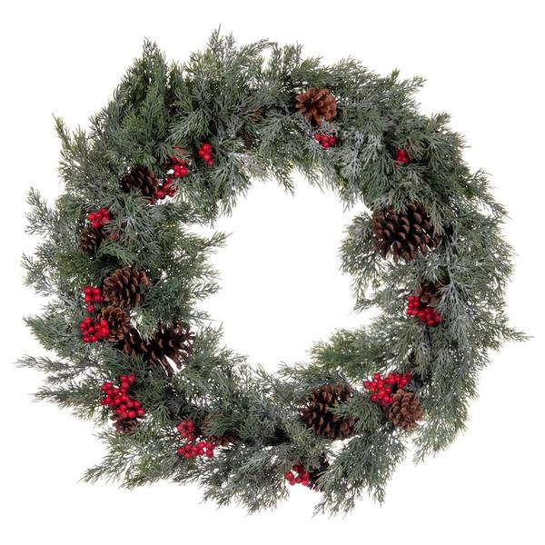 25" Green Cypress Cone Berry Garland