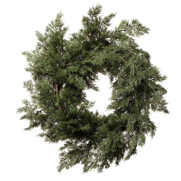 24" Artificial Green Cypress Wreath
