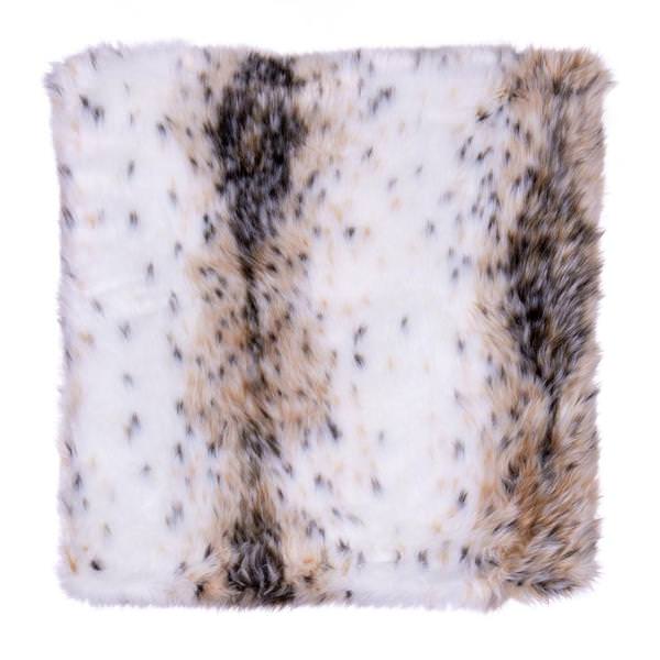 18"x18" Snow Lynx Faux Fur Pillow