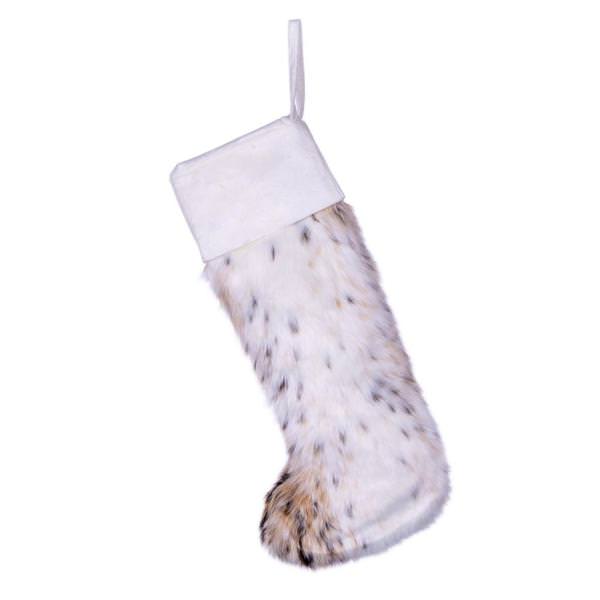 20" x 8" Snow Lynx Faux Fur Stocking