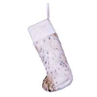 Vickerman 20" x 8" Snow Lynx Faux Fur Stocking