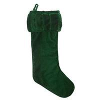 View 8" x 19" Plush Emerald Green Velvet Stocking