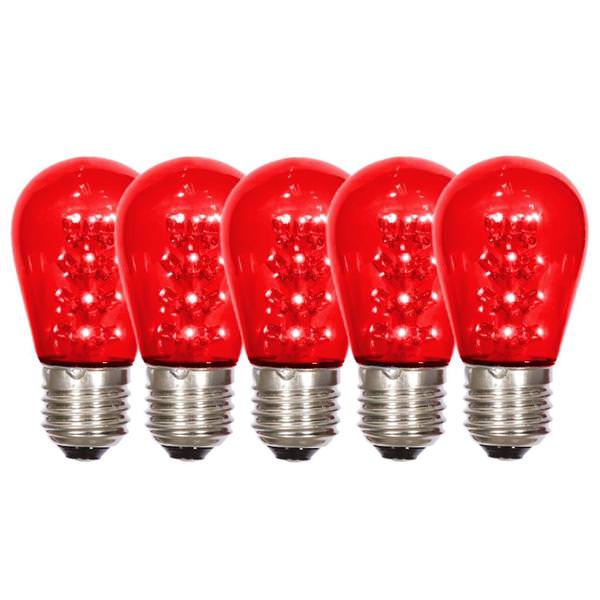 1 watt 130 volt S14 Medium Screw Red Transparent LED (5 pack)