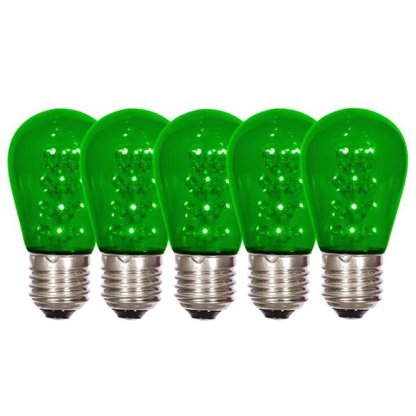 1 watt 130 volt S14 Medium Screw Green Transparent LED (5 pack)