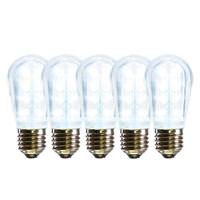 Vickerman 1 watt 130 volt S14 Medium Screw Cool White Transparent LED (5 pack)