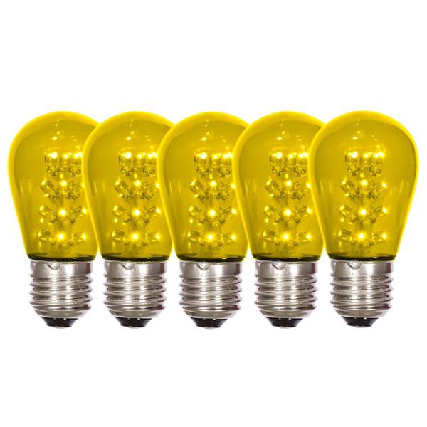 1 watt 130 volt S14 Medium Screw Yellow Transparent LED (5 pack)