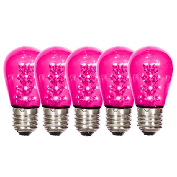 1 watt 130 volt S14 Medium Screw Pink Transparent LED (5 pack)