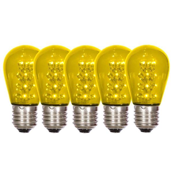 1 watt 130 volt S14 Medium Screw Yellow Transparent LED (5 pack)