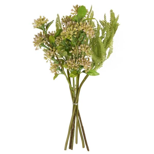 14" Artificial Mahogany Red Wild Berry Green Fern Bundle (2 Pack)