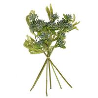 Vickerman 14" Artificial Cerulean Blue Wild Berry Green Fern Bundle (2 Pack)