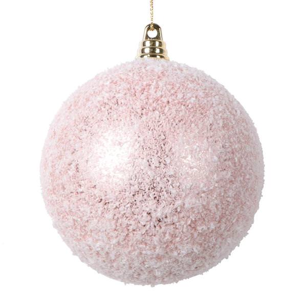 4" Rose Gold Matte Snow Ball Ornament (4 pack)