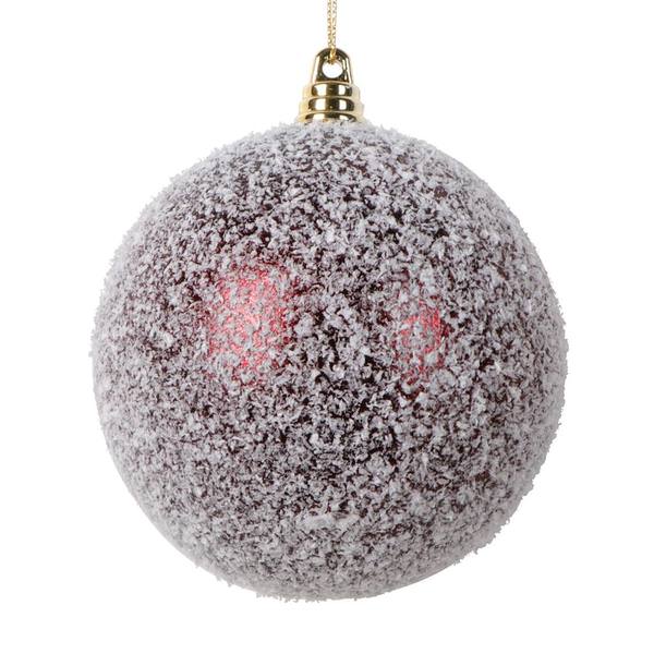 4" Burgundy Matte Snow Ball Ornament (4 pack)