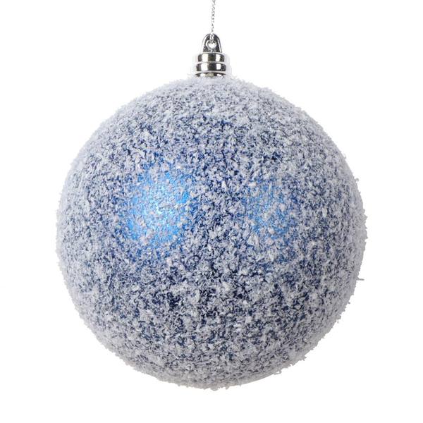 4" Blue Matte Snow Ball Ornament (4 pack)