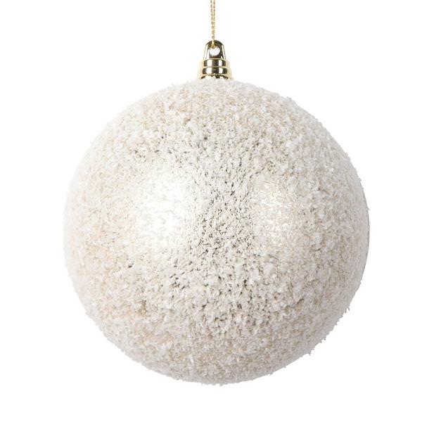 4.75" Champagne Matte Snow Ball Ornament (4 Pack)