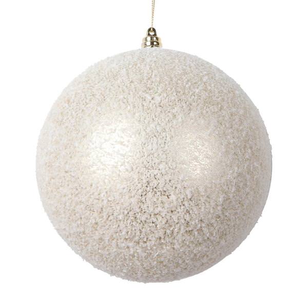6" Champagne Matte Snow Ball Christmas Ornament (2 pack)