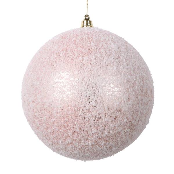 6" Rose Gold Matte Snow Ball Christmas Ornament (2 pack)