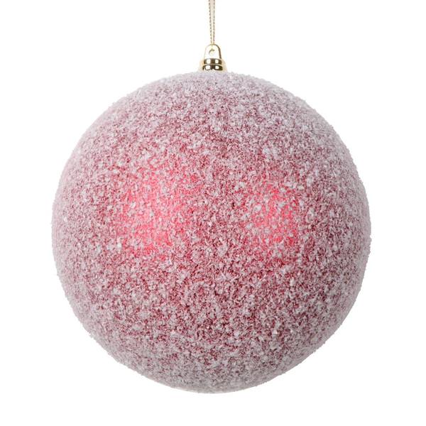 6" Red Matte Snow Ball Christmas Ornament (2 pack)