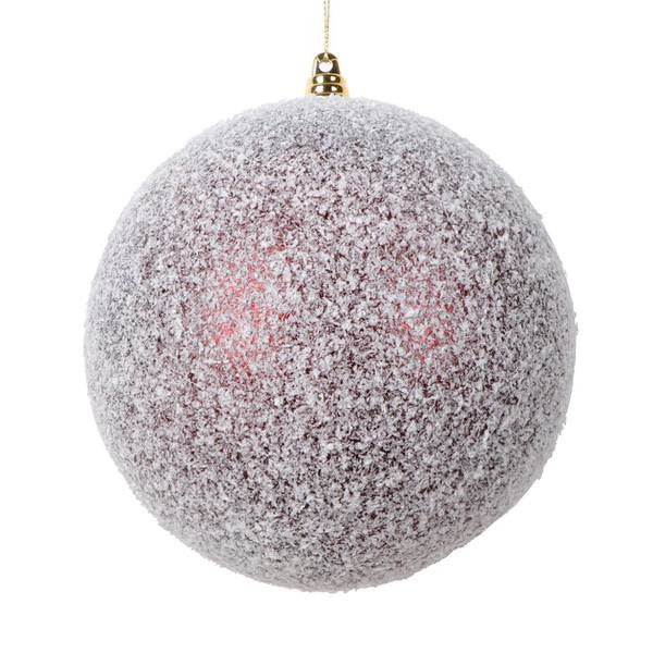 6" Burgundy Matte Snow Ball Christmas Ornament (2 pack)