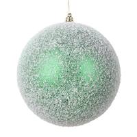 Vickerman 6" Green Matte Snow Ball Christmas Ornament (2 pack)