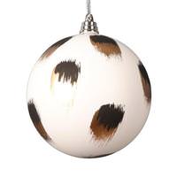 Vickerman 4" White Gold and Black Brush Strokes Ball Ornament (4 pack)