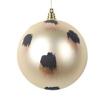 View 4" Champagne Gold and Black Brush Strokes Ball Ornament (4 pack)