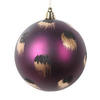 Vickerman 4" Plum Gold and Black Brush Strokes Ball Ornament (4 pack)