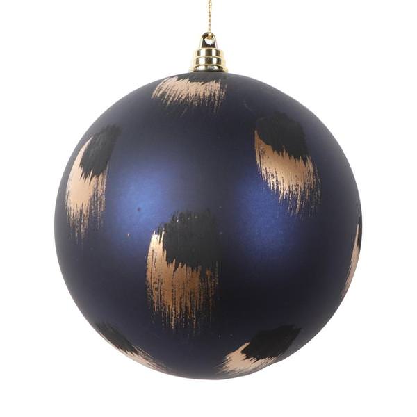4.75" Midnight Blue Matte Brush Strokes Ball Ornament (4 Pack)