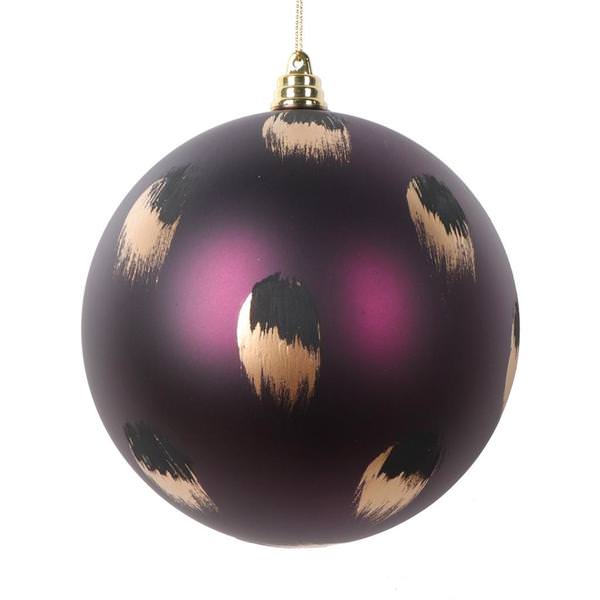 4.75" Plum Matte Brush Strokes Ball Ornament (4 Pack)
