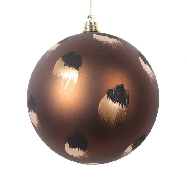 4.75" Mocha Matte Brush Strokes Ball Ornament (4 Pack)