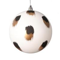 Vickerman 6" White Gold and Black Brush Strokes Ball Ornament (2 pack)