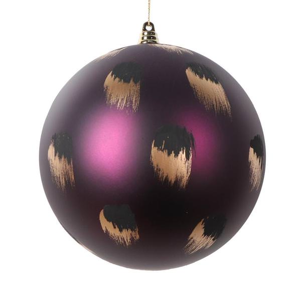 6" Plum Gold and Black Brush Strokes Ball Ornament (2 pack)