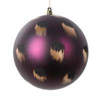 Vickerman 6" Plum Gold and Black Brush Strokes Ball Ornament (2 pack)