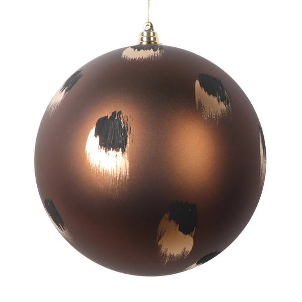 6" Mocha Gold and Black Brush Strokes Ball Ornament (2 pack)