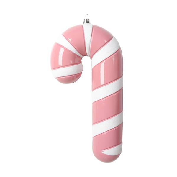 11" Pastel Pink Enamel Candy Cane Ornament
