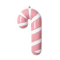 View 11" Pastel Pink Enamel Candy Cane Ornament