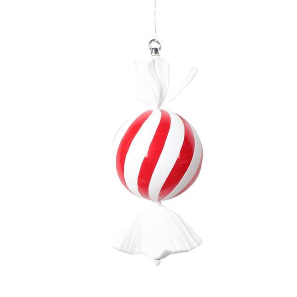 13" Red Round Swirl Candy Ornament