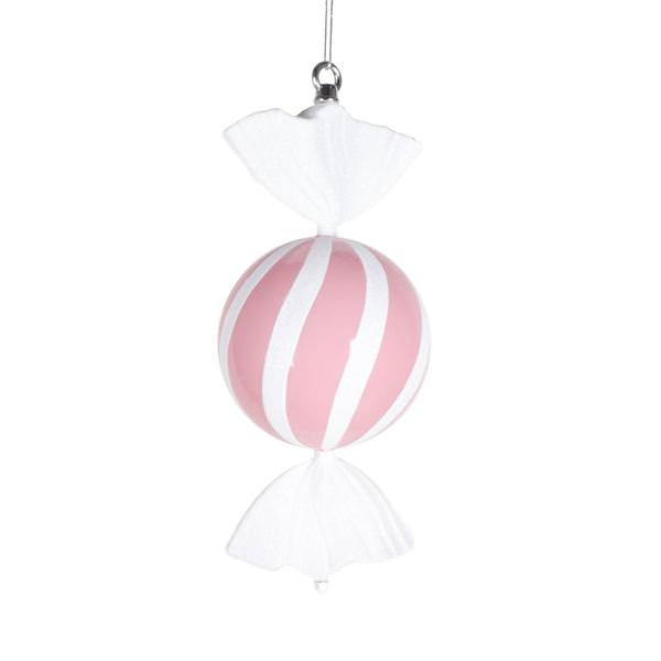 13" Pastel Pink Round Swirl Candy Ornament
